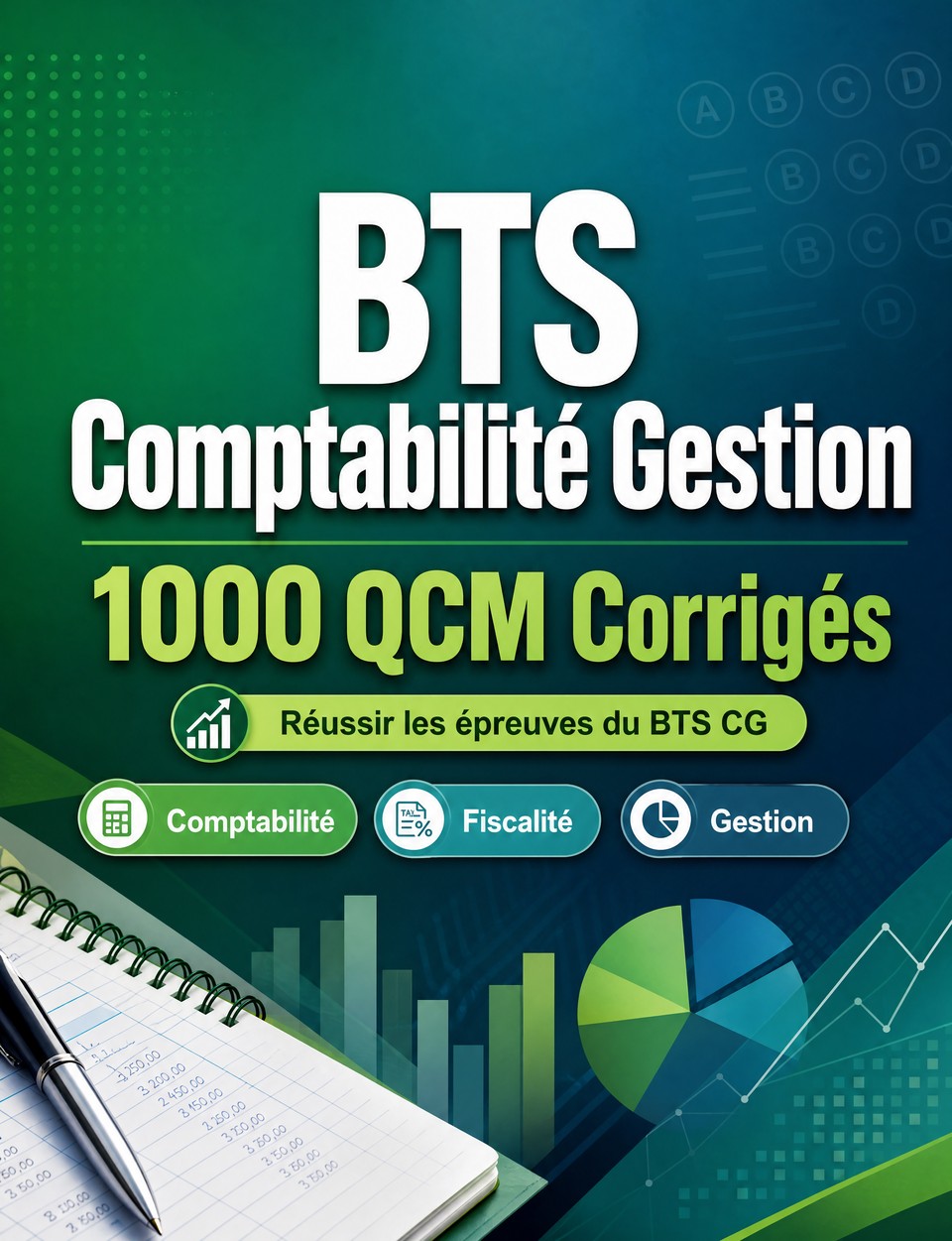 BTS Comptabilité Gestion 2026-2027 : 1000 QCM Corrigés — Préparation à l'examen : QCM Comptabilité, Fiscalité, Gestion, Droit, référentiel CG et entraînement aux épreuves professionnelles du diplôme BTS
