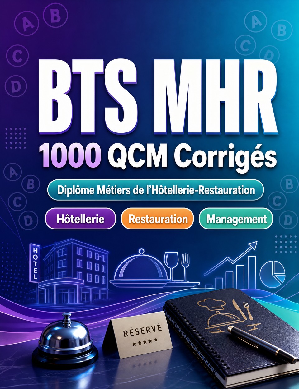 BTS MHR 2026-2027 : 1000 QCM Corrigés — Préparation à l'examen : QCM Hôtellerie, Restauration, Management, référentiel MHR et entraînement aux épreuves professionnelles du diplôme BTS