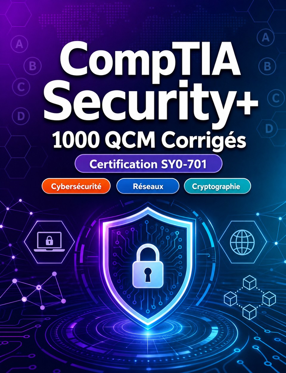 CompTIA Security+ 2026-2027 : 1000 QCM Corrigés — Préparation examen SY0-701 : QCM Cybersécurité, Réseaux, Cryptographie, Conformité IT et entraînement pour réussir la certification CompTIA