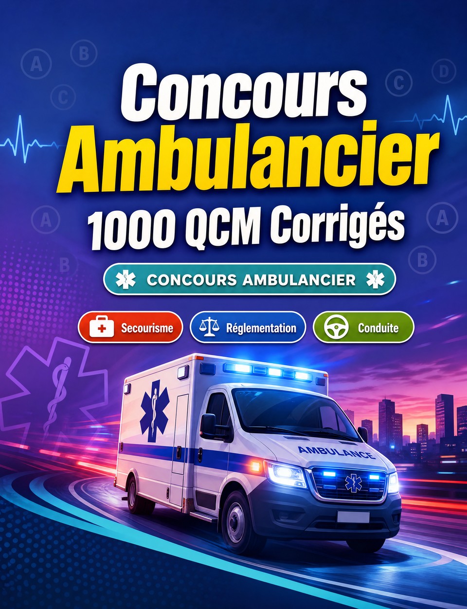 Concours Ambulancier 2026-2027 : 1000 QCM Corrigés — Préparation au concours : QCM Sciences, Anatomie, Soins, Pharmacologie, Sécurité patient  et entraînement aux épreuves pour réussir