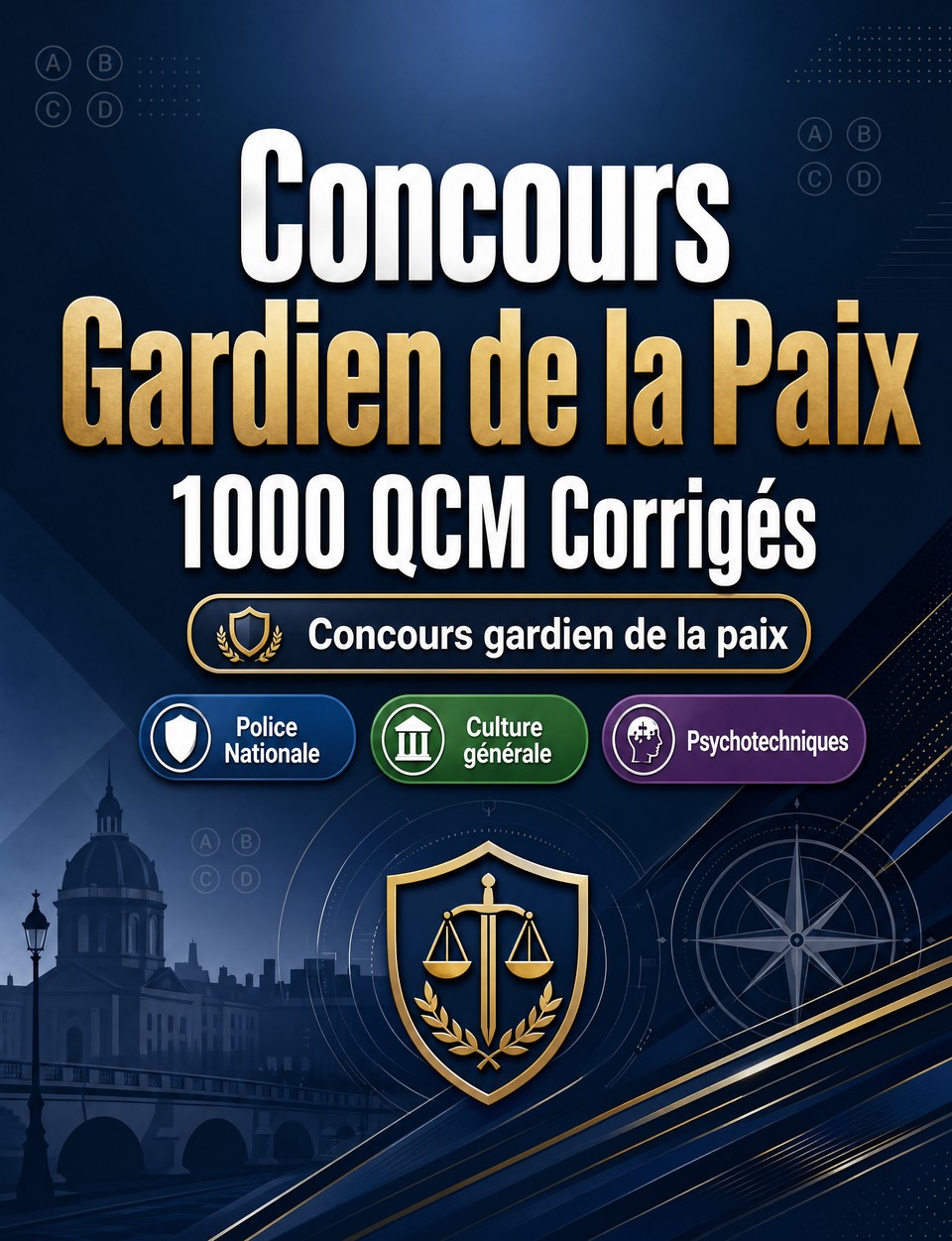 Concours Gardien de la Paix 2026-2027 : 1000 QCM Corrigés Concours Gardien de la Paix 2026-2027 : 1000 QCM Corrigés — Préparation au concours : QCM Procédures, Administration, Éthique, Rédaction, Réglementation et entraînement aux épreuves pour réussir