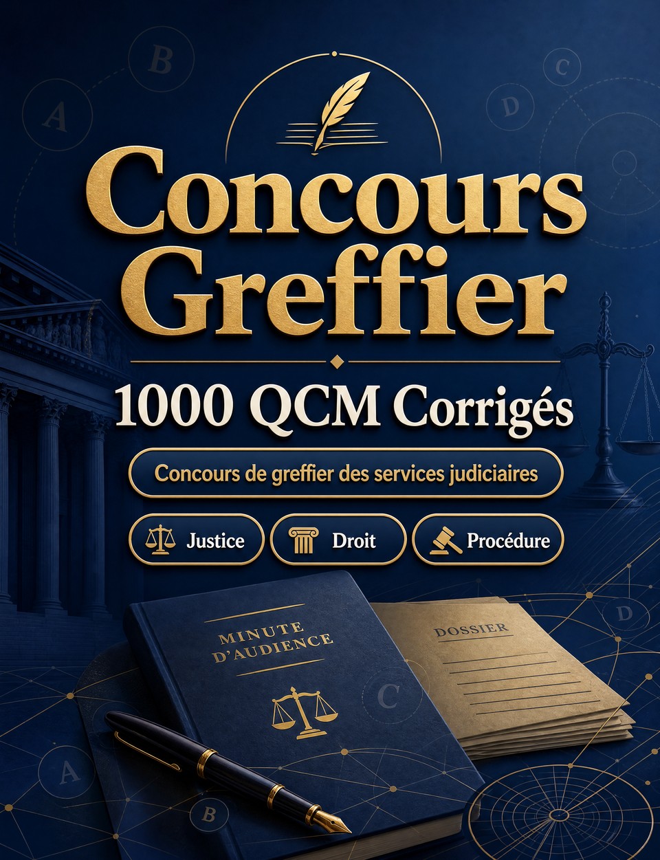Concours Greffier 2026-2027 : 1000 QCM Corrigés — Préparation au concours : QCM Procédures, Administration, Éthique, Rédaction, Réglementation  et entraînement aux épreuves pour réussir