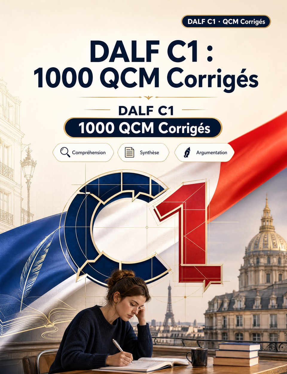 DALF C1 2026-2027 : 1000 QCM Corrigés — Préparation examen français : Grammaire, Compréhension écrite, Vocabulaire, Expression écrite, Orthographe  et entraînement aux épreuves pour réussir