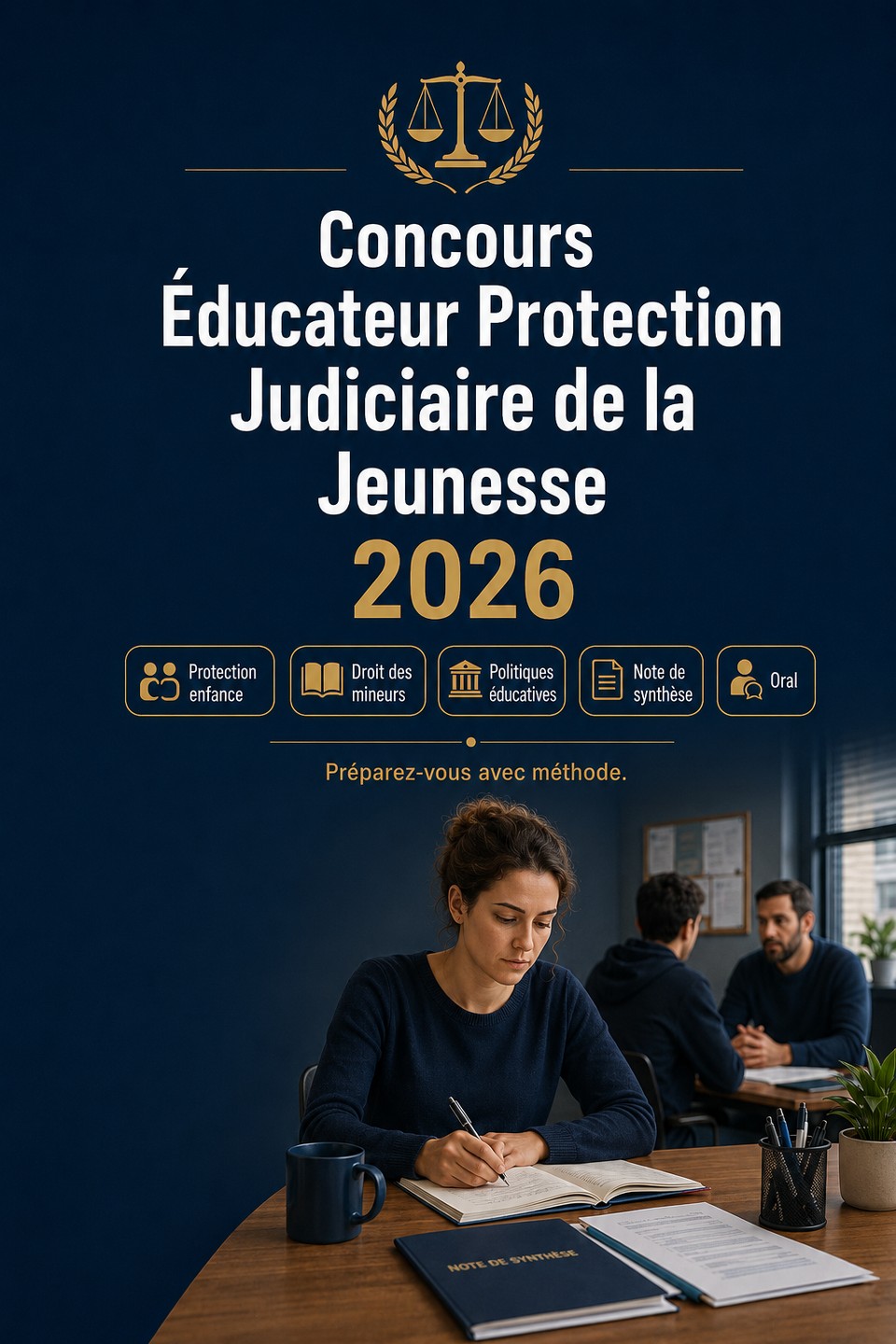 Concours Éducateur Protection Judiciaire de la Jeunesse 2026 — PJJ : préparation au concours, protection de l'enfance, droit des mineurs, politiques éducatives, note de synthèse et entretien oral