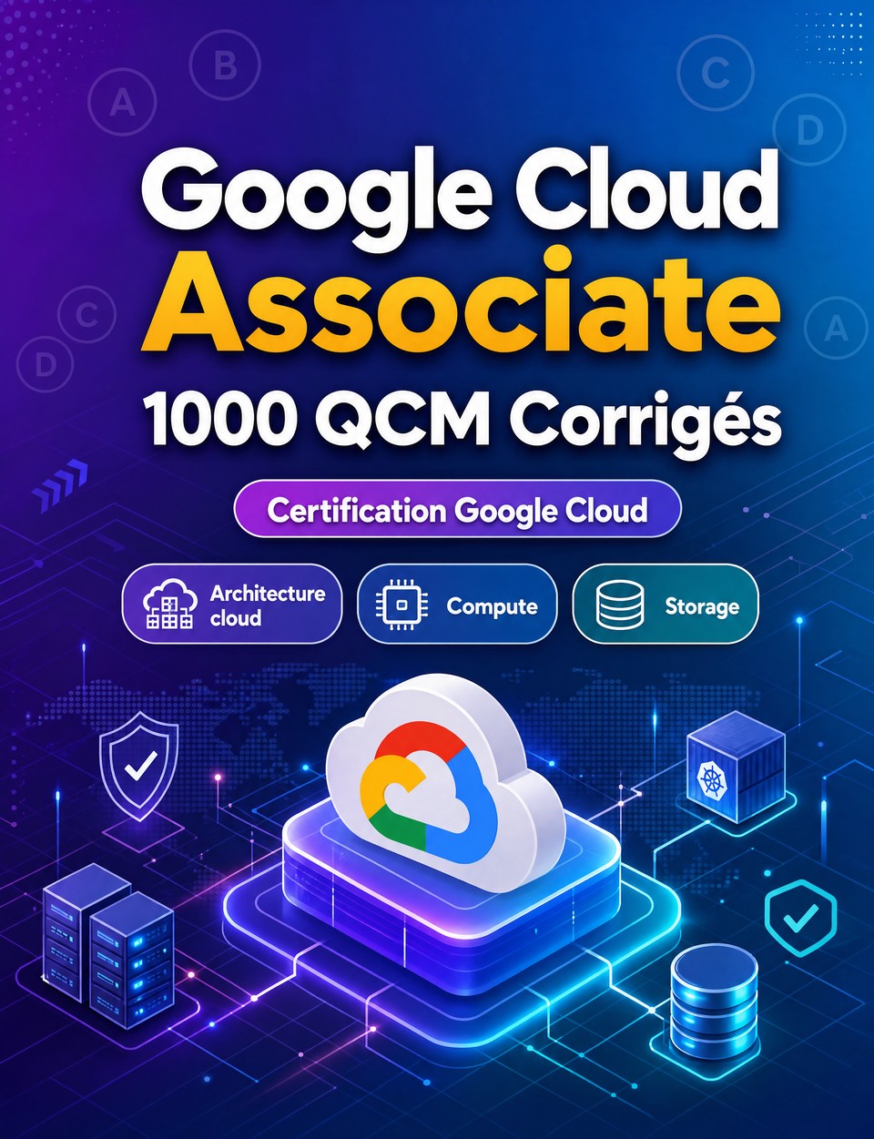 Google Cloud Associate 2026-2027 : 1000 QCM Corrigés — Préparation examen GCP : QCM Architecture cloud, Compute, Storage, réseau et entraînement pour réussir la certification Google Cloud Platform