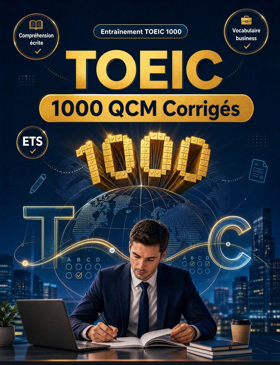 TOEIC 2026-2027 : 1000 QCM Corrigés — Préparation examen anglais : Vocabulaire, Expression écrite, Orthographe, Format d'examen, Annales et entraînement écrit pour réussir le certificat de langue